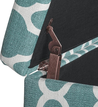 HomePop 36" Storage Ottoman Bench with Hinged Lid - Teal Geometric