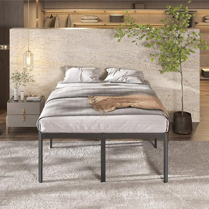 Lutown-Teen 22 Inch High King Bed Frame with Rounded Corner Legs, Sturdy Mattress Foundation, Heavy Duty Metal King Size Platform No Box Spring Needed, Noise Free, Easy Assembly, Black