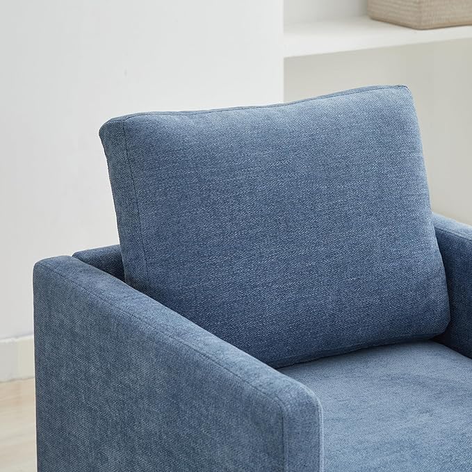 Swivel Accent Chair Set of 2, 360 Degree Square Swivel Chair for Living Room, Mid Century Modern Upholstered Barrel Chair,Comfy Sofa Armchairs for Bedroom,Nursery,Chenille, Blue