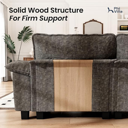 PHI VILLA Cloud Modular Couch Sets, Sectional Sofa Couches for Living Room, Single Seat for 1 Person, Chenille Ash