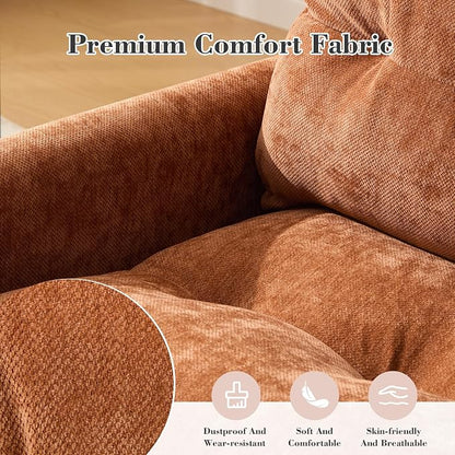 Swivel Accent Chair, Modern Swivel Barrel Chair for Living Room, 360 Degree Comfy Square Accent Barrel Chair, Upholstered Sofa Armchair for Bedroom,Reading, Chenille, Brown