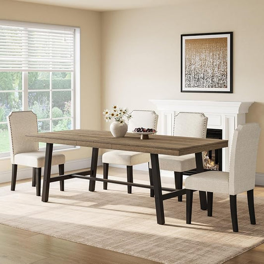 GarveeHome Industrial Dining Table for 6-8 People, 78.7" Long Kitchen Table with Sturdy Metal Frame, Rectangular Counter for Dinner, Kitchen, Dining Room (Rustic Pear, 79" Non-extendable)