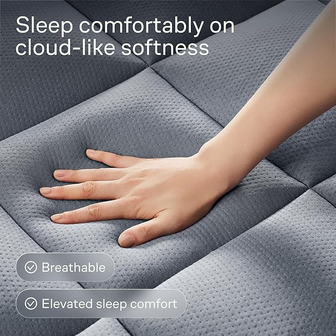Niagara Sleep Solution Ultra Soft Full Size Mattress Topper - Rayon Derived from Bamboo Pillow Top Mattress Pad for Back Pain Relief - Naturally Cooling for Hot Sleepers, Gray