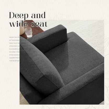 Weture Mid-Century Accent Chair,Modern Linen Fabric Armchair for Living Room,Comfy Upholstered Reading Accent Chairs for Bedroom,Single Sofa Chair with Wood Legs (Dark Grey, 2 Pack)