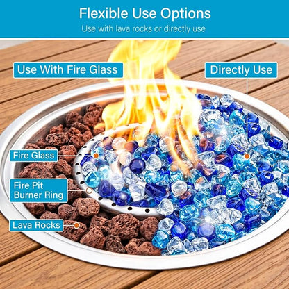 NUPICK 10LB Diamond Fire Glass, 1 Inch Fire Pit Rocks for Propane or Gas | Reflective Fire Pit Glass Rocks, Tempered Fire Rocks for Fireplace, Mix Color Glass Stones for Vase Filler, Landscaping