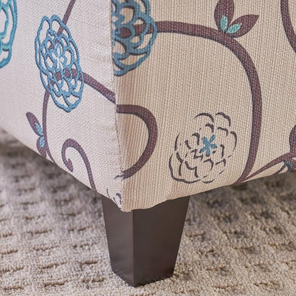 Christopher Knight Home Breanna Fabric Storage Ottoman, White And Blue Floral