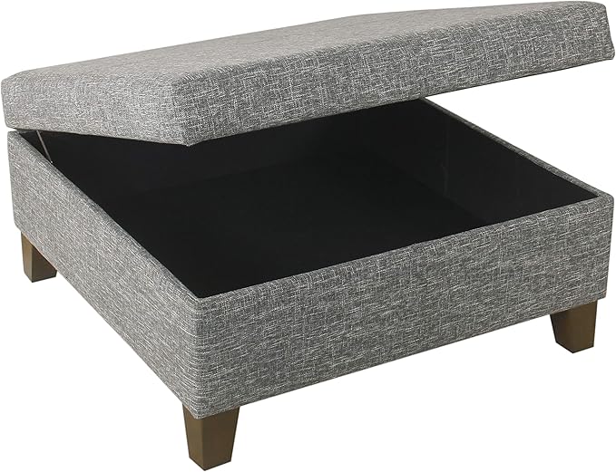 HomePop 32" Square Storage Ottoman - Slate Gray