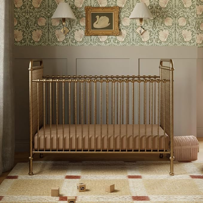 Namesake Abigail 3-in-1 Convertible Baby Crib (Gold) - GREENGUARD Gold Certified - Convertible Crib to Toddler Bed and Daybed - Baby Bed w/ 4 Adjustable Heights - Vintage Baby Crib Convertible