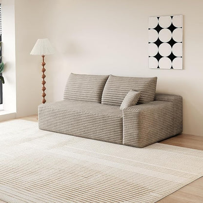 138" Oversized U Shaped Cloud Boneless Sofa Couch with Reversible Ottomans, Plush Corduroy Modular Sectional Sofa with Deep Seat, Compressed Couch for Living Room, No Assembly Required