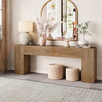 Epecoya Extra Long Console Tables for Entryway 86-Inch, Farmhouse Couch Table Behind Sofa Wooden, Modern Entryway Table for Entrance, Hallway, Living Room, Apartment, Natural Oak Brown