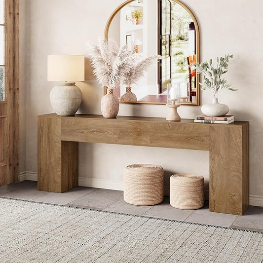 Epecoya Extra Long Console Tables for Entryway 86-Inch, Farmhouse Couch Table Behind Sofa Wooden, Modern Entryway Table for Entrance, Hallway, Living Room, Apartment, Natural Oak Brown