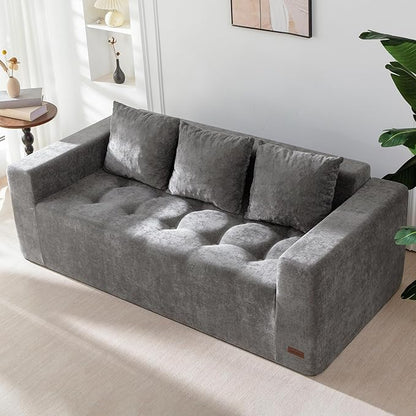 MAXYOYO Modular Sofa Couch, 75" Oversized Loveseat Boneless Cloud Couch with Deep Seat, Chenille Upholstered Living Room Comfy Sofa Chair for Living Room, No Assembly Required, Light Grey