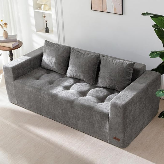 MAXYOYO Modular Sofa Couch, 75" Oversized Loveseat Boneless Cloud Couch with Deep Seat, Chenille Upholstered Living Room Comfy Sofa Chair for Living Room, No Assembly Required, Light Grey