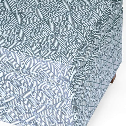 HomePop Home Decor | K7342-A874 | Classic Square Storage Ottoman with Lift Off Lid | Ottoman with Storage for Living Room & Bedroom, Blue Indigo Print, Large
