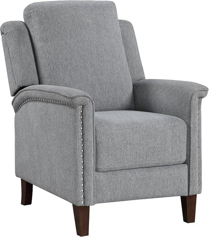 Lexicon Push Back Recliner Chair with Footrest, Reclining Sofa Armchair, Modern Chenille Fabric Recliner with Nailhead Trim for Living Room/Office/Apartment, Gray