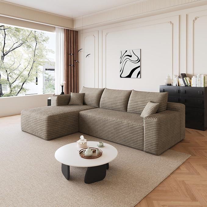 AUGOP 96" Sectional Couches for Living Room Modern Modular Sofa with L-Shape Couchs Upholstered Boneless Couch Deep Seat Sectional Couch with Chaise (Camel, 96" Left Facing Chaise+2Seaters)