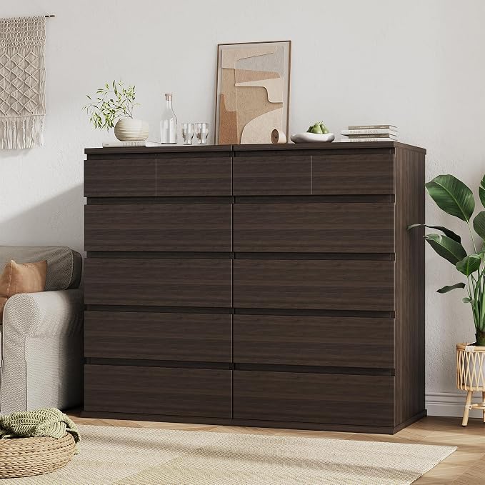 Jocoevol Brown Tall 6 Drawer Dresser for Bedroom,Dressers & Chests of Drawers with Jewelry Storage,Wood Storage Dresser with Deep Drawers for Living Room Hallway Entryway(40.75" L*23.62" W*15.75")
