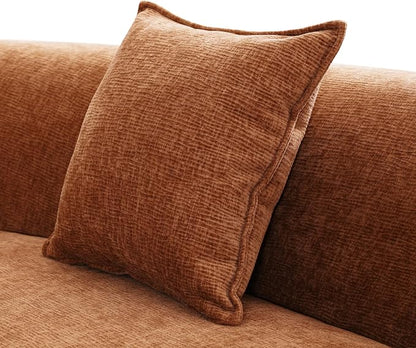 Curved Sectional Sofa with Chaise, 128" Oversized Cloud Couch, Chenille Fabric, High-Density Foam, Deep Seating, No Assembly, L-Shaped Sectional, Modern Living Room Sofa, Burnt Orange
