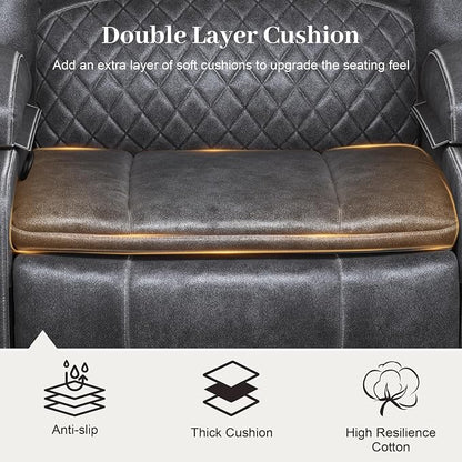 Yolsali Recliner Chairs for Adults, Oversize Manual Reclining Chair with 2-Tier Cushions, Dutch Velvet Recliner Chair with Hidden Storage Space, Living Room Recliner Chairs with Cup Holders - Grey