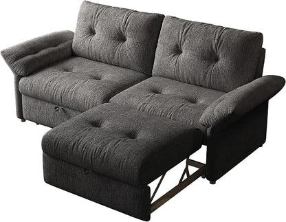 81.5" Pull Out Sofa Bed Full Size, Pre-Assembled Chenille Sleeper Sofa, Convertible Loveseat Futon Couch with Tufted, Pillows, for Apartment, Living Room, Small Spaces, dorms, Grey
