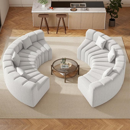 Luxanimarion Oversized Curved Cloud Couch, 6 Seater Modern Modular Sectional Sofa, Convertible Boneless Couches for Living Room, No Assembly Required, White 1 PCS