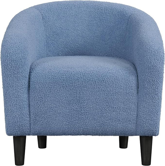 Topeakmart Barrel Chair, Soft Sherpa Accent Chair Side Chair Club Chair Modern Style Deep Seating Barrel Armchair for Living Room Furniture Reading Room Bedroom, Blue