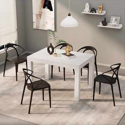 Mobili Fiver, First Extendable Table, 47.2(78.7) x31.5 in, High Gloss White, for 6-8 People, Expandable Dining Table for Kitchen, Living Room, Italian Furniture