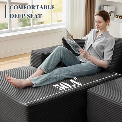 MANGODAN 110” Cloud Sectional Couch, Boneless Sofa for Living Room, Modular Sectional Sofa with Deep Seat, Comfy Fluffy Couch with L-Shaped Chaise, No Assembly Required (Left-Facing Chaise, Dark Grey)