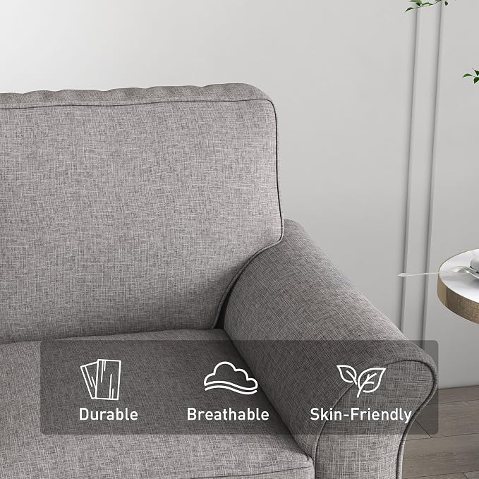 Bonzy Home 57" Loveseat Sofa, 2 Seater Sofa for Living Room, Upholstered Comfy Sofa Couch for Small Space, Living Room, Apartment, Office, Grey