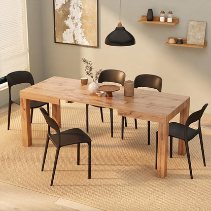 Mobili Fiver First Extendable Dining Table, 47.2 to 78.7 Inches, Seats 6 to 8, Rustic Oak