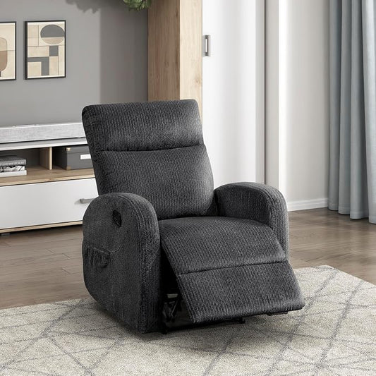 Lexicon Manual Recliner Chair, Textured Microfiber Reclining Chair, Wall Hugger, Track Arms, Magazine Pockets, Manual Recliner for Living Room/Office/Apartment, Easy Assembly, Dark Gray