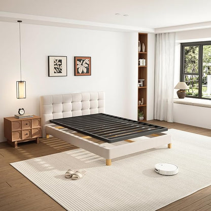 VIPSHOW 2 Inch Twin XL Metal Box Spring with Round Corners - 3000 lbs Capacity, Low Profile Bed Slat Replacement Bunkie Board with Steel Slats, Noise-Free, Easy Assemble, Black