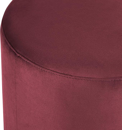 Studio Living® 19” Wentworth Ottoman Round Soft Velvet Bench, Stationary Ottomans, Backless Chair, Footrest for Living Room, Footstool Office, Bedroom, Padded Seat, Plum