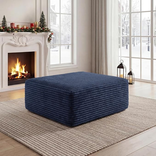 Corduroy Ottoman, Modern Boneless Cloud Foot Rest Foam Support, Oversized Modular Sectional Sofa Stool for Living Room, Bedroom & Small Spaces, No Assembly Required