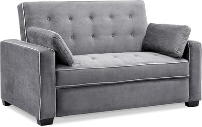 Serta Ainsley 72.6" Convertible Sleeper Sofa, Queen Size, Dreamcoil Comfort, Soft Woven Fabric, Charcoal