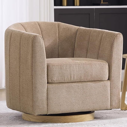 Swivel Barrel Chair Set of 2, 360 Degree Round Swivel Accent Chair for Living Room, Mid Century Modern Upholstered Accent Chair,Comfy Tufted Sofa Armchairs for Bedroom,Nursery,Chenille, Taupe