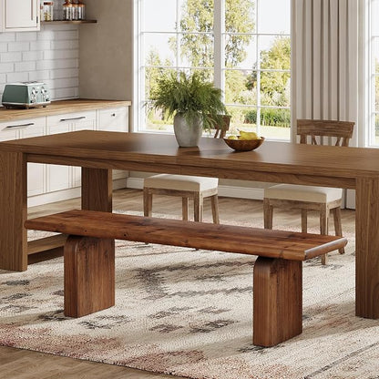 62.99-Inch Solid Wood Entryway Bench, Farmhouse Indoor Wooden End of Bed Bench for Entryway, Hallway, Bedroom, Dining Room, Living Room, Easy Assembly, Rustic Brown