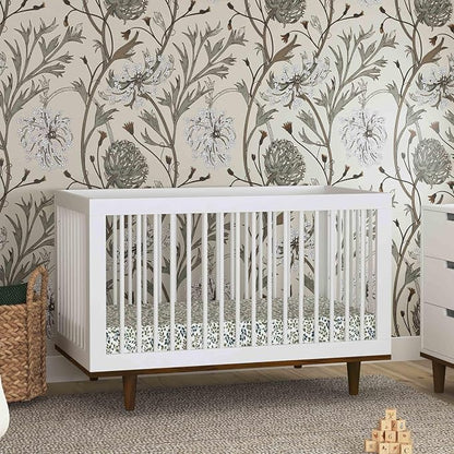 Davinci Marley 3-in-1 Convertible Baby Crib, White Finish & Walnut Legs | GREENGUARD Gold Certified, FSC Certified, Converts to Toddler Bed & Daybed, 4 Adjustable Mattress Heights - Easy Assembly