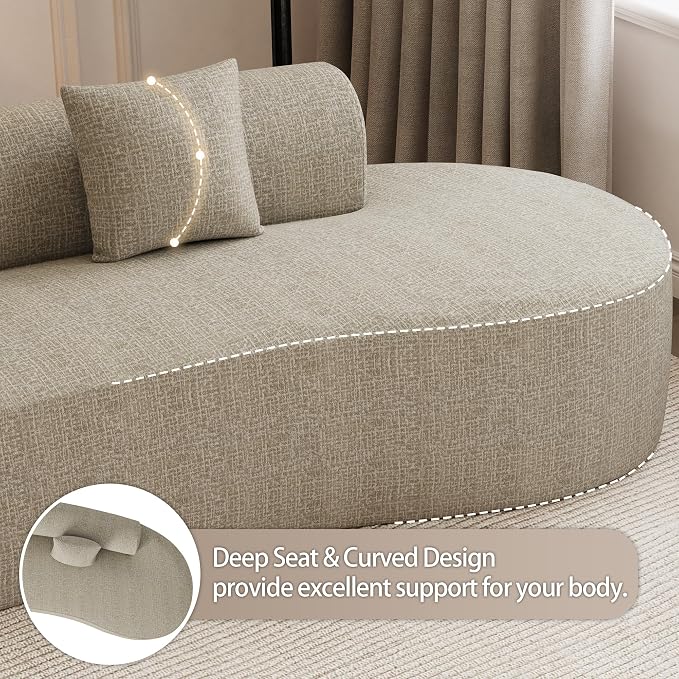 147" Oversized Sectional Sofa for Living Room, Large Modern Chenille Curved Cloud Couch, Luxury Plush 6-Seater Extra Deep Seat Boucle Boneless Couch, No Assembly Required, Light Brown