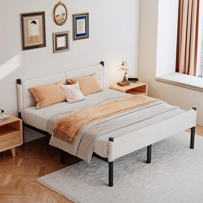 Metal Bed Frame,14Inch King Size Bed Frame with Storage Space,Heavy Duty Sturdy Mattress Foundation,Easy Assembly,No Box Spring Needed,King White