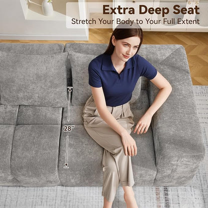 78.7" Loveseat Boneless Couch, Upholstered Cloud Love Seat with Deep Seat, Modular Sectional 2 Seater Memory Foam Sofas for Living Room Apartment Small Spaces, Oversized Tufted Sofa, Light Grey
