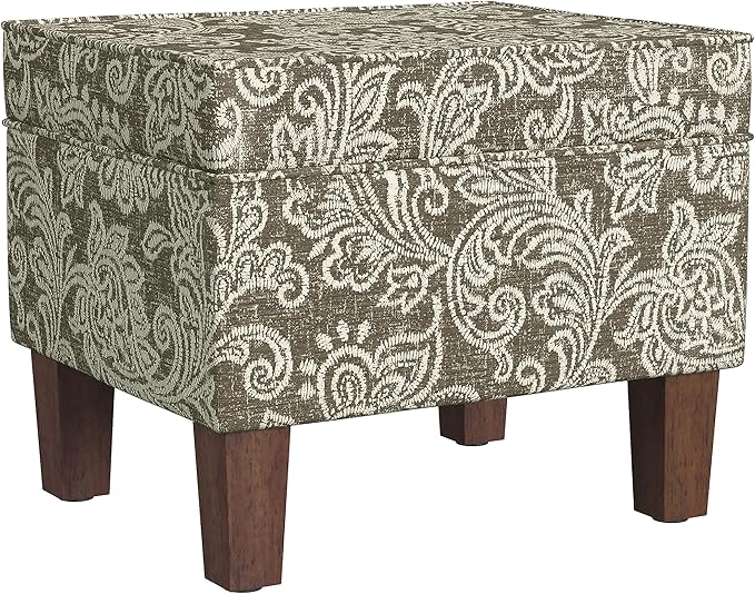 HomePop 22" Modern Rectangular Storage Ottoman - Brown Jacobean Print