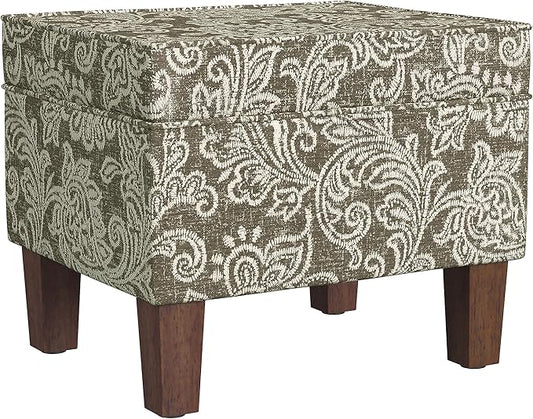 HomePop 22" Modern Rectangular Storage Ottoman - Brown Jacobean Print