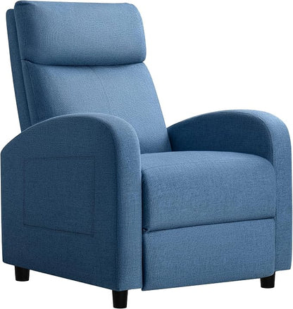 JUMMICO Recliner Chair Adjustable Home Theater Single Recliner Sofa Furniture with Thick Seat Cushion and Backrest Modern Living Room Recliners (Fabric, Light Blue)