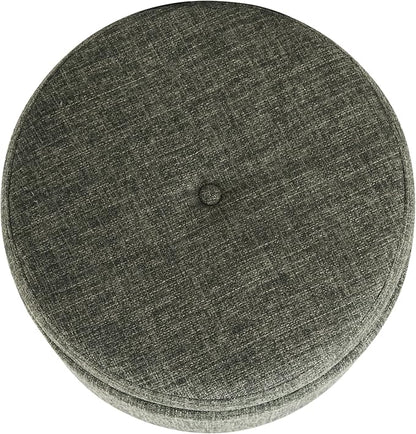 HomePop 18.5" Round Storage Ottoman with Nailheads - Green Clover Fabric