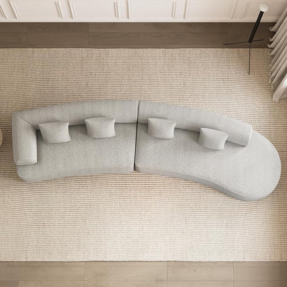 147" Oversized Sectional Sofa for Living Room, Large Modern Chenille Curved Cloud Couch, Luxury Plush 6-Seater Extra Deep Seat Boucle Boneless Couch, No Assembly Required, Beige White
