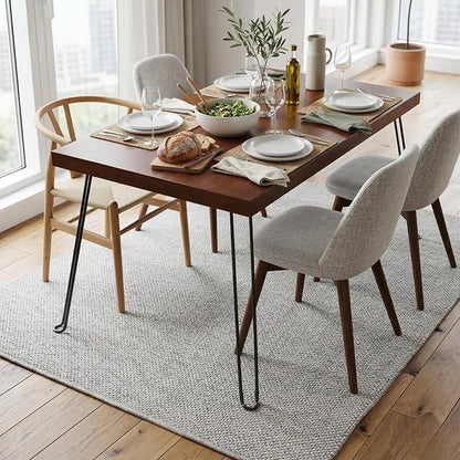 Sleekform Wooden Folding Dining Table for 4 - with Collapsible Hairpin Legs - 4 ft Portable Small Foldable Dining Room Table for Farmhouse Kitchen and Small Spaces - Walnut