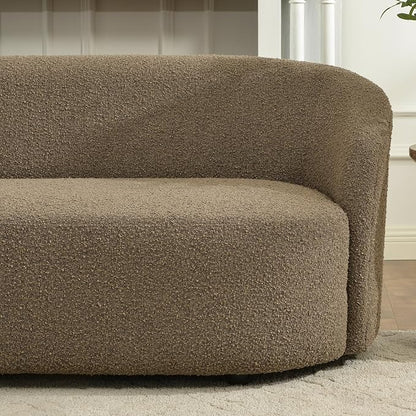 KINWELL 68" Boucle Upholstered Loveseat Sofa with Set of 2 Swivel Barrel Accent Chairs, Minimalist Comfy 2-Seater Couch and 2 Sherpa Armchairs for Small Spaces Apartment, Teddy Brown