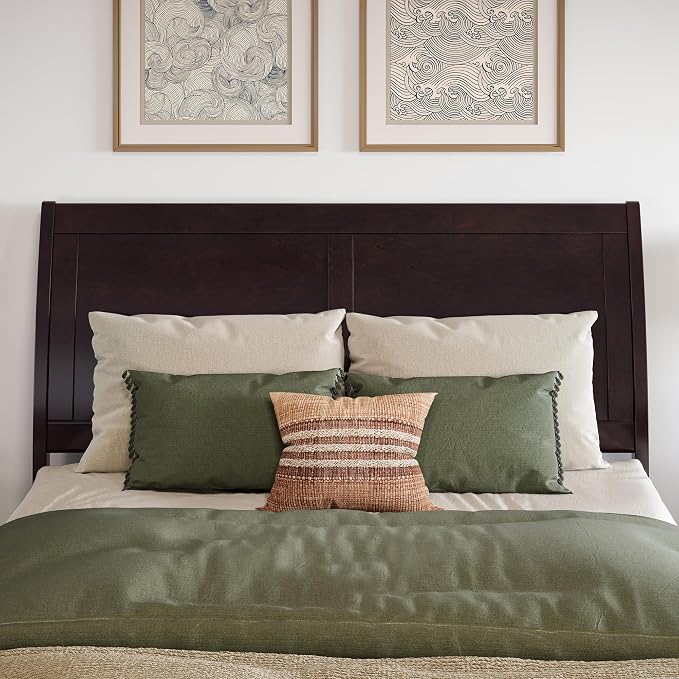 AFI, Portland Full Sleigh Solid Wood Panel Headboard, Espresso