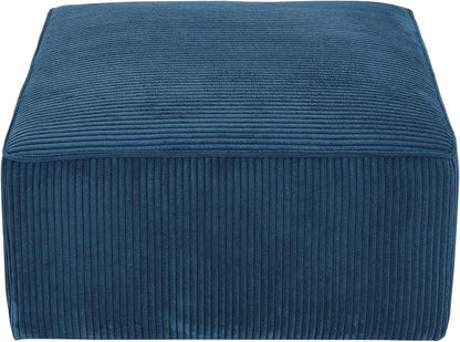 Christopher Knight Home Isa Corduroy Ottoman Footstool, Square Pouf Poufee Footrest Ottoman Large Seat, Modern Side Table for Living Room Bedroom Home Decor, Navy Blue, 30"